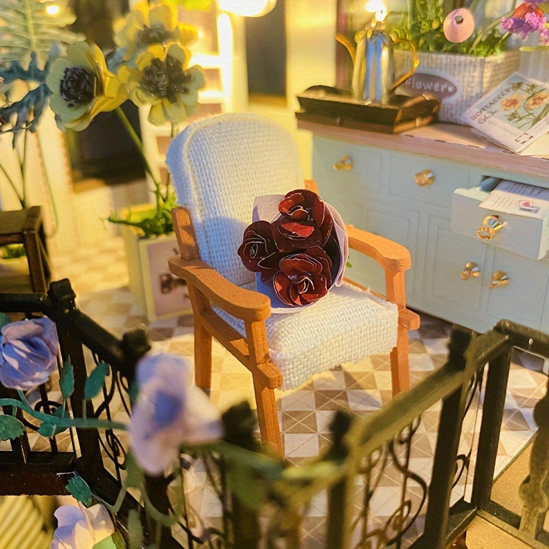 DIY Miniaturowy Szklarnia-Domek z Oświetleniem – Ręcznie Wykonana 3D Układanka do Kreatywnej Dekoracji