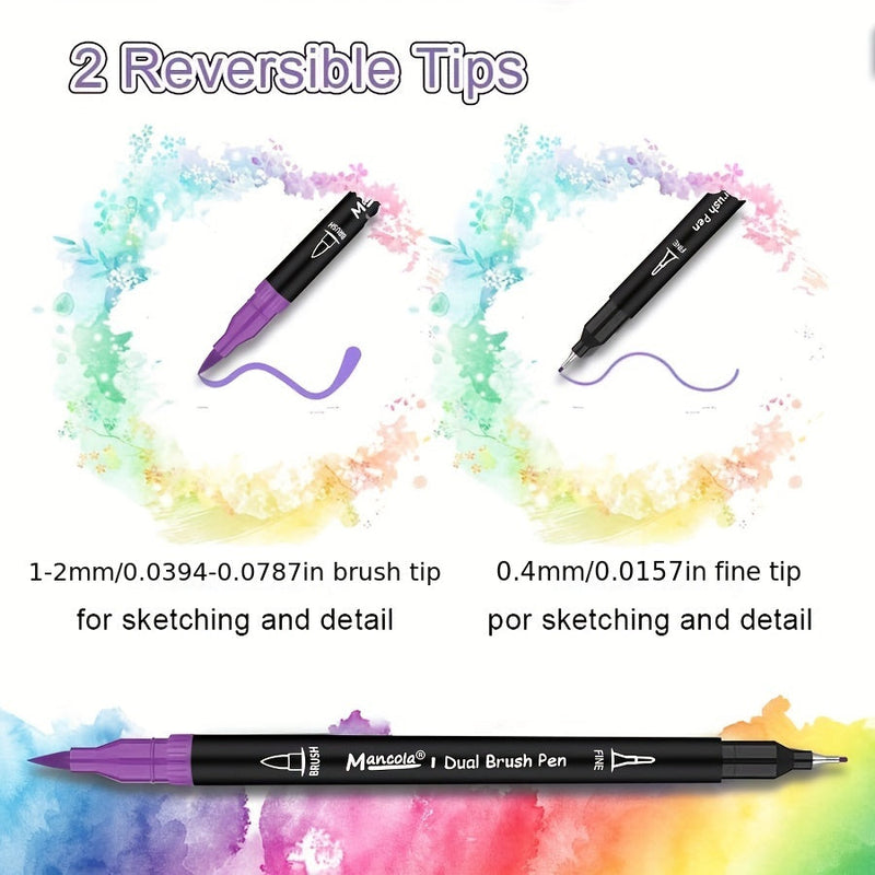 Zestaw 100 kolorowych pisaków dwustronnych – Wszechstronne cienkopisy i pędzelki do kreatywnych projektów