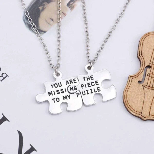 Colier Puzzle Piese Lipsă - Pentru Perechea Voastră Perfectă de Ziua Îndrăgostiților