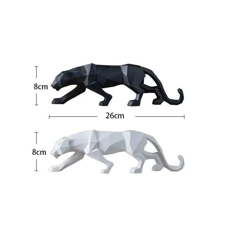 Black and White Panther Sculptures - Modern Art Duo for Your Interior