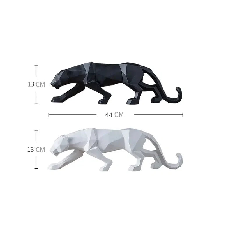 Black and White Panther Sculptures - Modern Art Duo for Your Interior