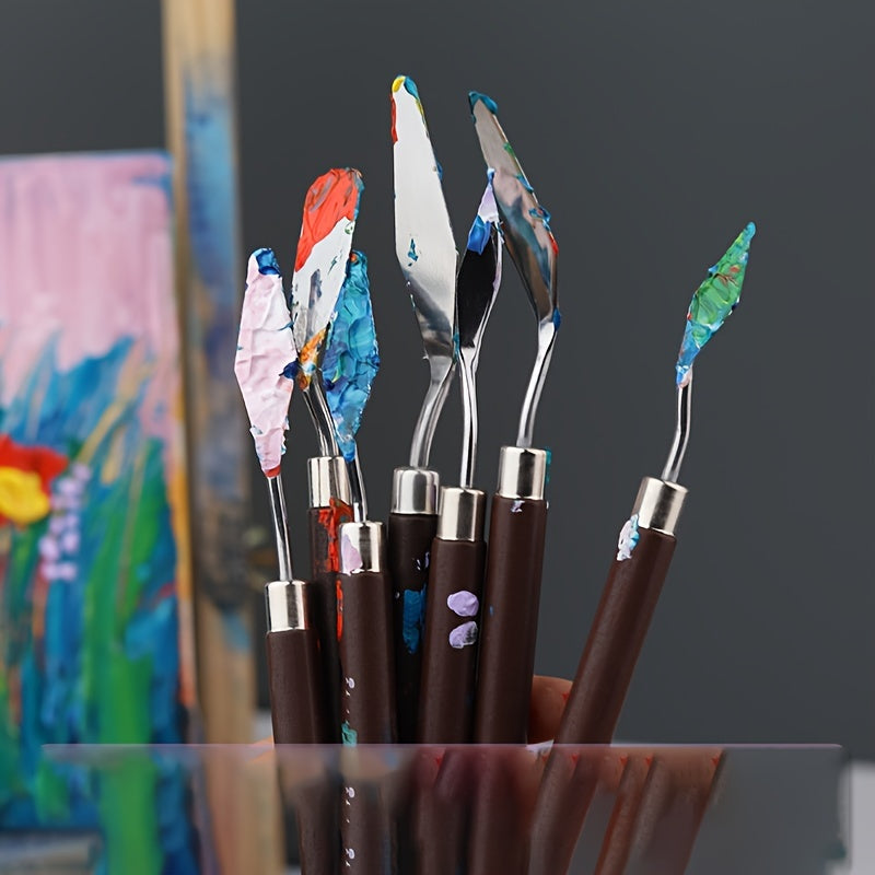 Zestaw 7 stalowych noży paletowych – do malowania i mieszania kolorów