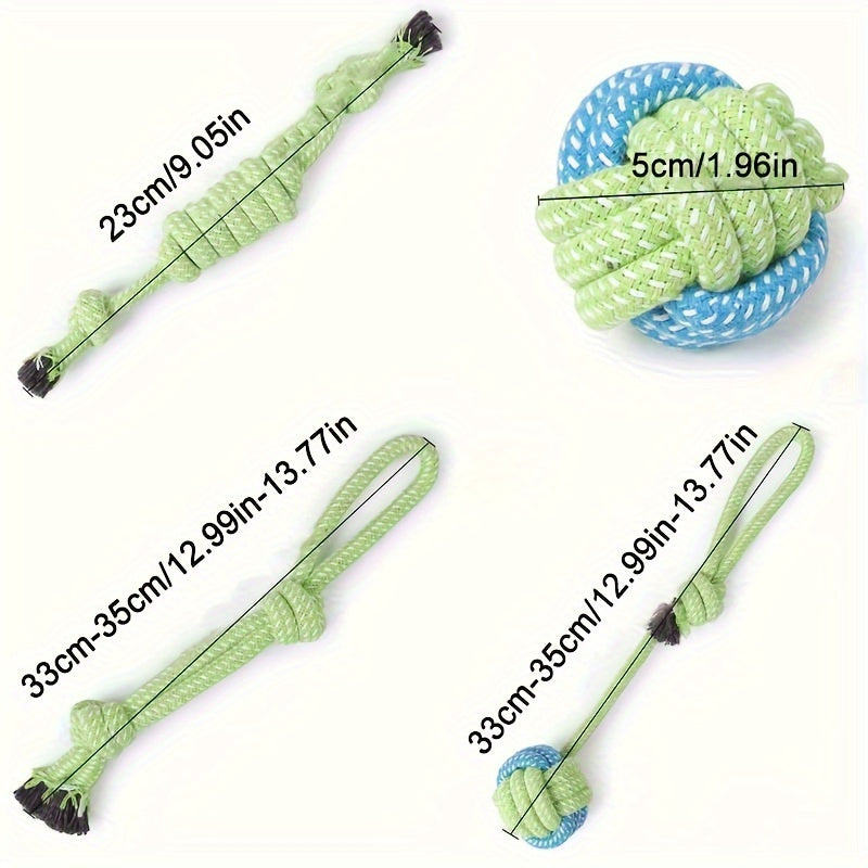 Dog Toy Set - 4 Pieces – Ideal for Chewing, Biting, and Playtime