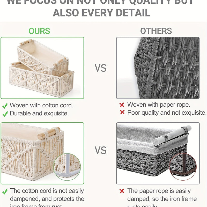 Zestaw 2 Ręcznie Wykonanych Koszyków Makramé – Boho Chic dla Stylowej Organizacji