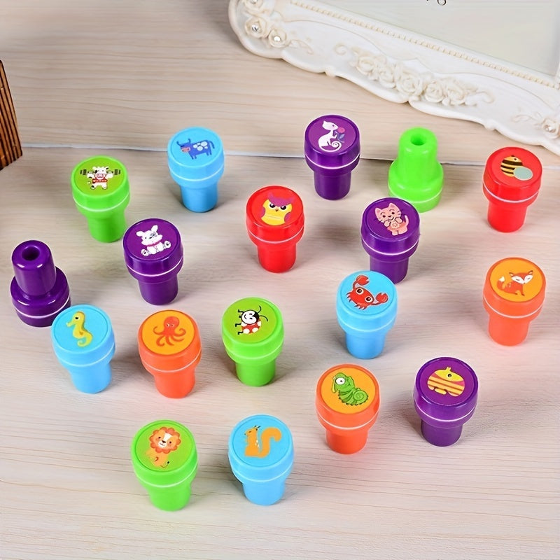 Kolorowy Zestaw Stempli Zwierząt – 26 Różnych Stempli do Kreatywnego Rękodzieła i Edukacji