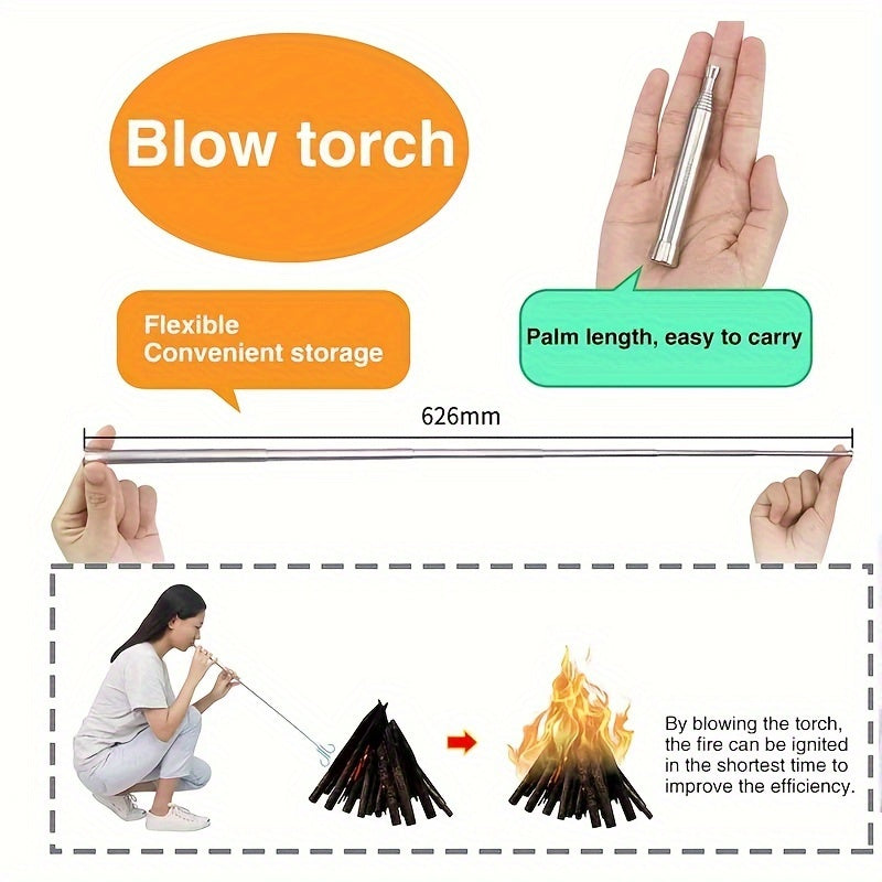 Teleskopowa Rura do Rozdmuchiwania Ognia - Praktyczna i Trwała na Zewnątrz