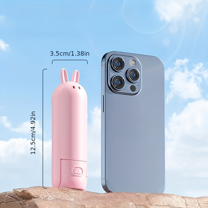 Mini ventilator portabil – ventilator USB reîncărcabil 2-în-1 în formă de iepuraș drăguț pentru călătorii și vară