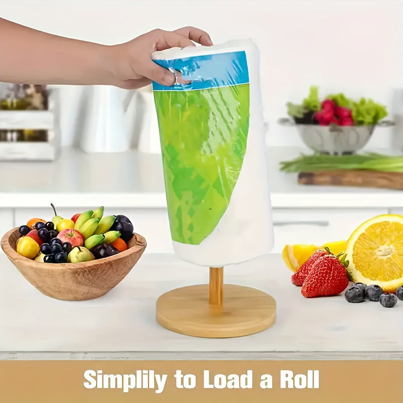 Bamboo Holder for Kitchen Towels with Natural Finish – Stylish and Practical for the Countertop