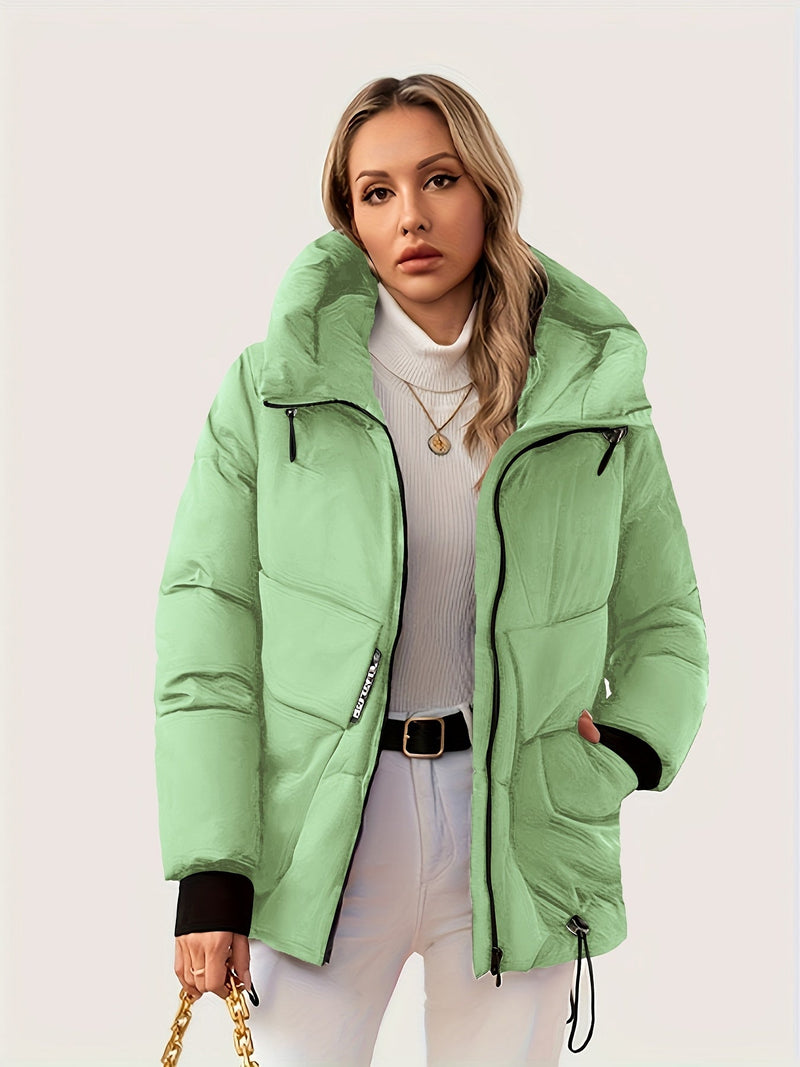 Nowoczesna Zimowa Kurtka z Regulowanym Kapturem i Talią – Pikowane Wykonanie dla Maksymalnego Ciepła i Komfortu