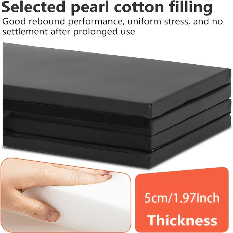 Przenośna maty do jogi w formie tryptyku z grubym wypełnieniem, antypoślizgową powierzchnią PU i uchwytem