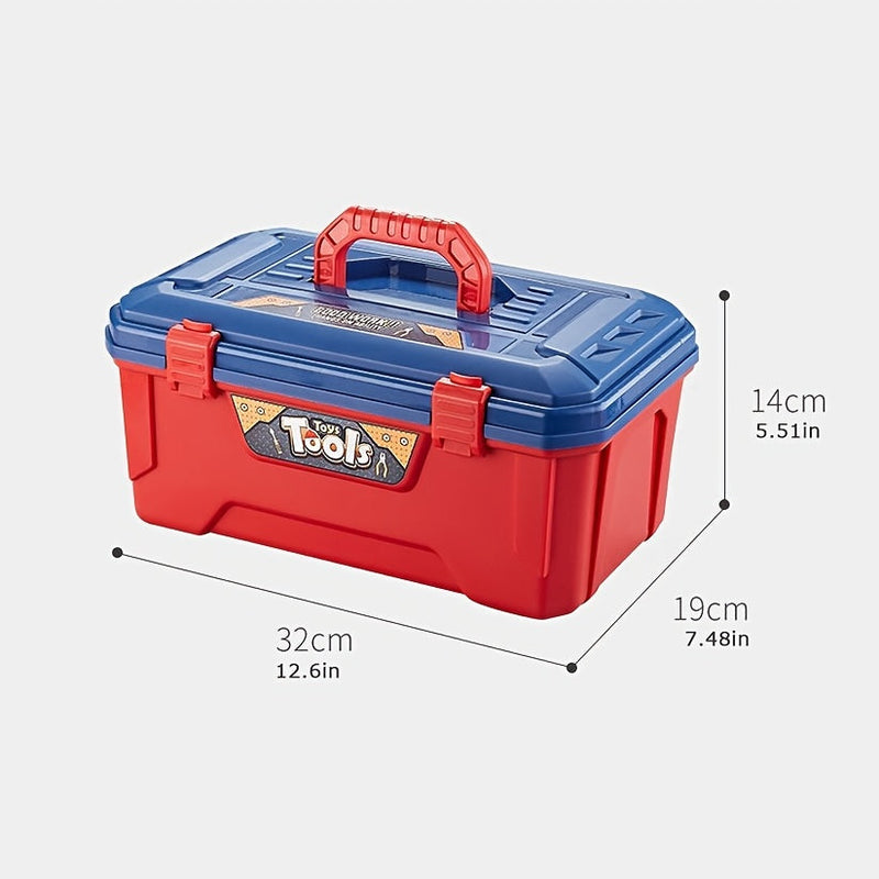 48-elementowy Zestaw Narzędzi dla Dzieci – Z Elektrywiertarką, Kaskiem Ochronnym i Torbą do Przechowywania