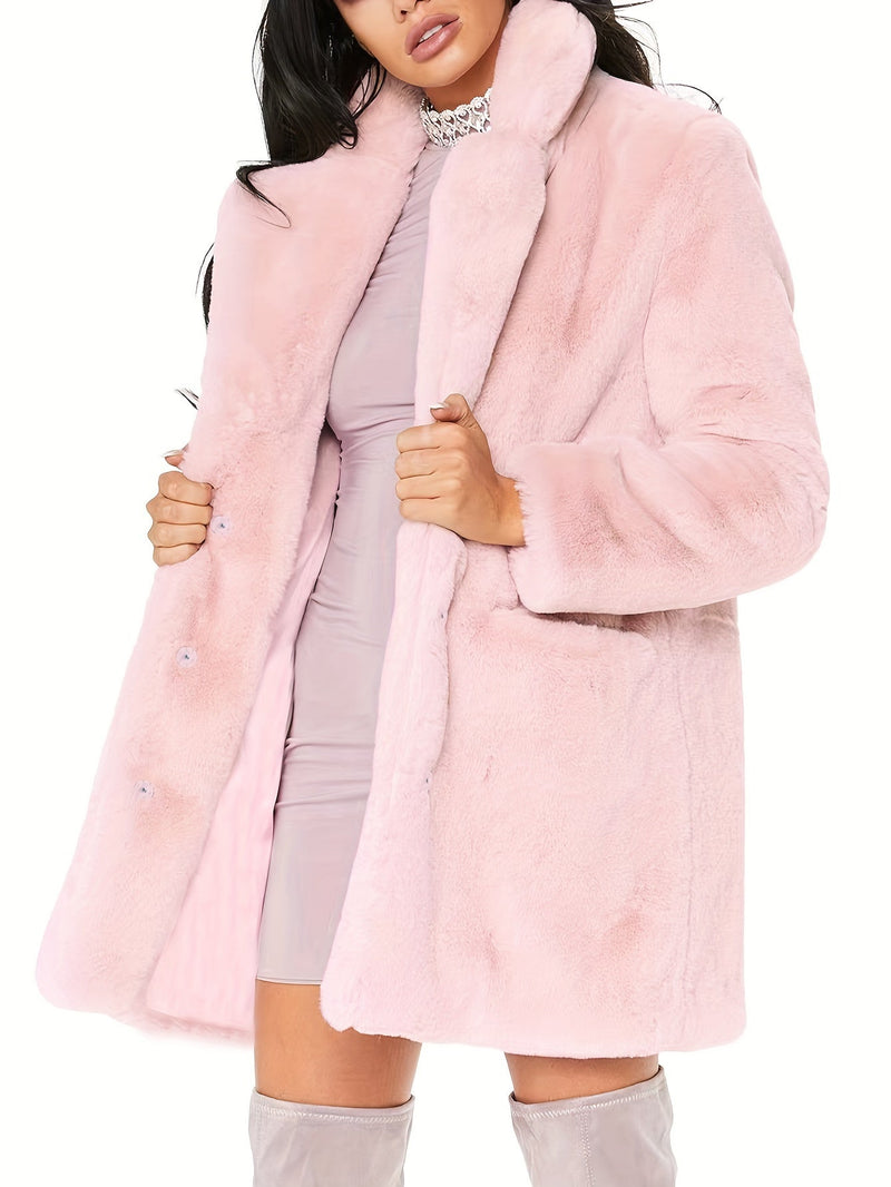 Elegancka Damska Zimowa Kurtka z Sztucznego Futra o Średniej Długości - Stylowa i Ciepła na Zimowe Miesiące