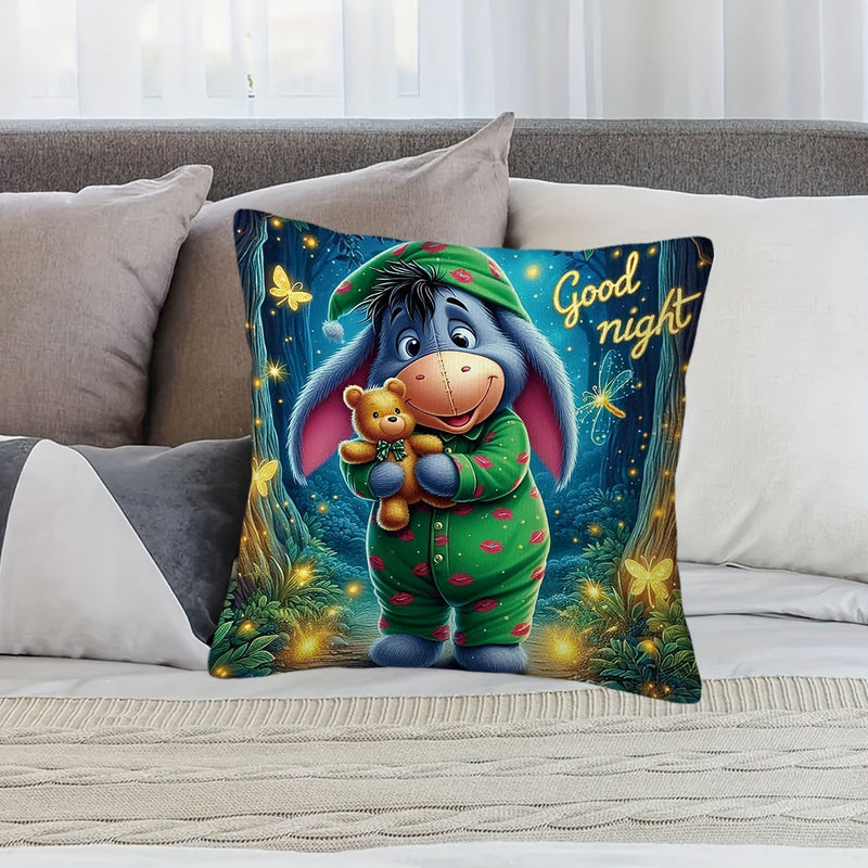 Față de pernă Eeyore - Model amuzant reversibil cu fermoar pentru living și dormitor
