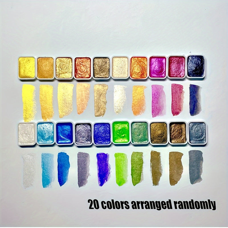 Zestaw farb akwarelowych Pearl – 20 kolorów w stałej formie do malarstwa i kaligrafii