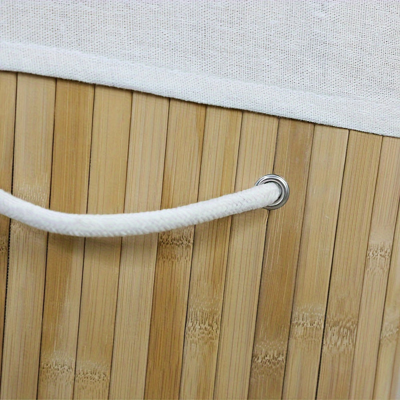 Kosz na pranie z bambusa z pokrywą i uchwytami – Naturalne i oszczędzające miejsce przechowywanie