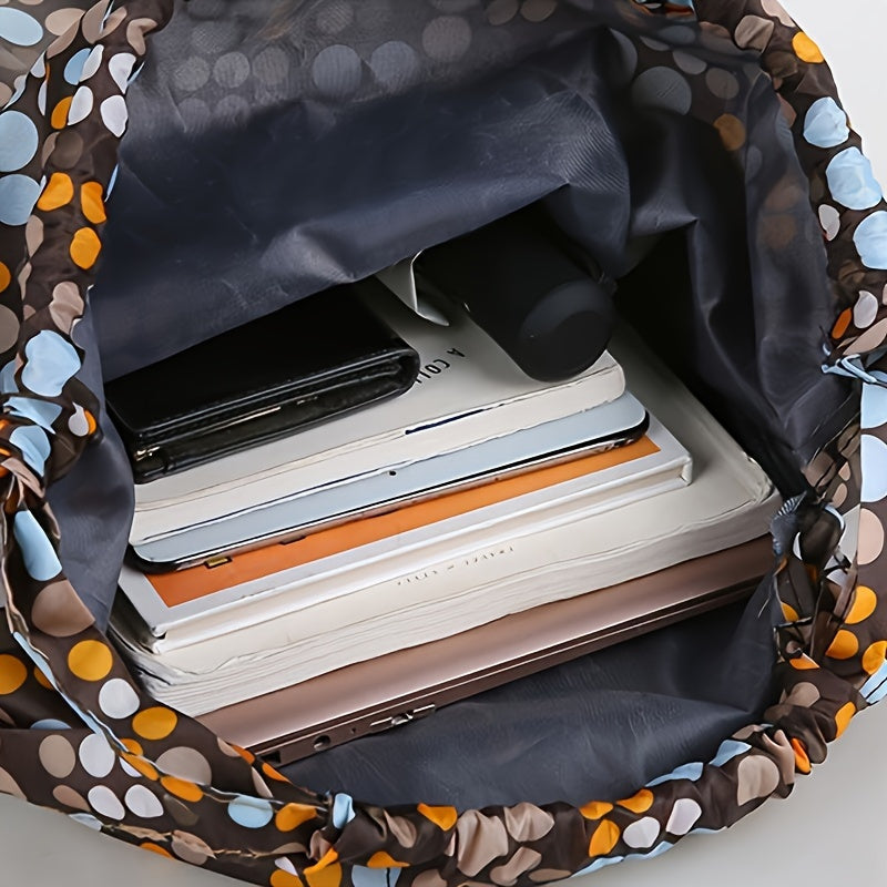 Geometriczny Plecak Nylonowy z Zapięciem na Sznurek – Idealny do Podróży i Aktywności Sportowych