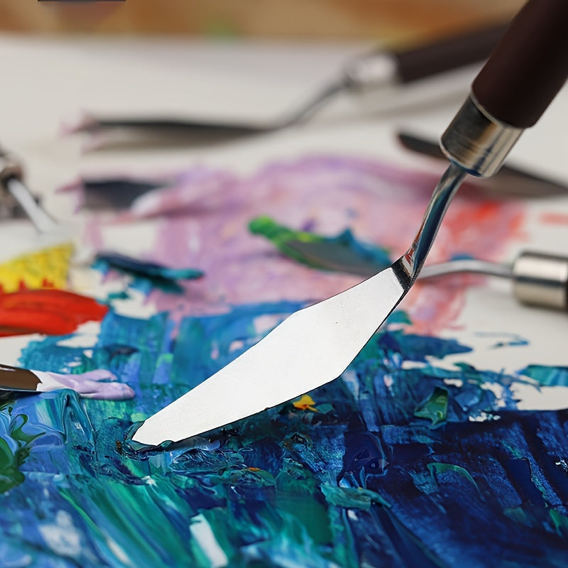 Zestaw 7 stalowych noży paletowych – do malowania i mieszania kolorów