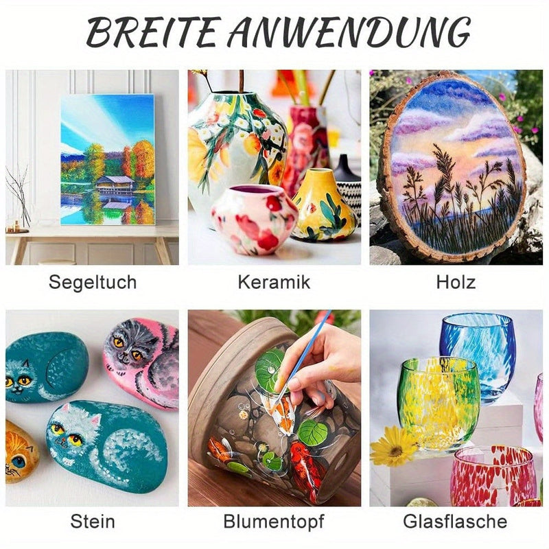 Zestaw farb akrylowych – 28 sztuk, w tym 18 kolorów farb akrylowych i 10 pędzli