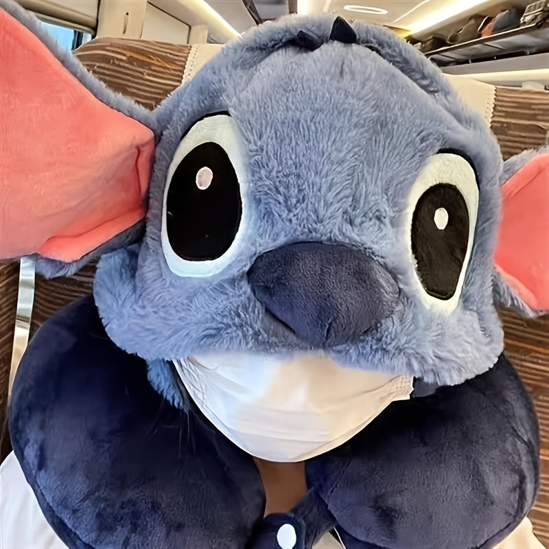 Poduszka podróżna Pluche Stitch z kapturem - Komfortowa poduszka w kształcie litery U z uszami