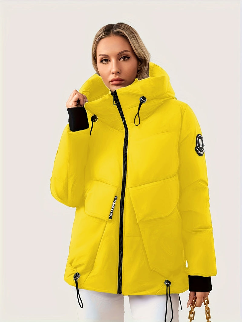 Nowoczesna Zimowa Kurtka z Regulowanym Kapturem i Talią – Pikowane Wykonanie dla Maksymalnego Ciepła i Komfortu