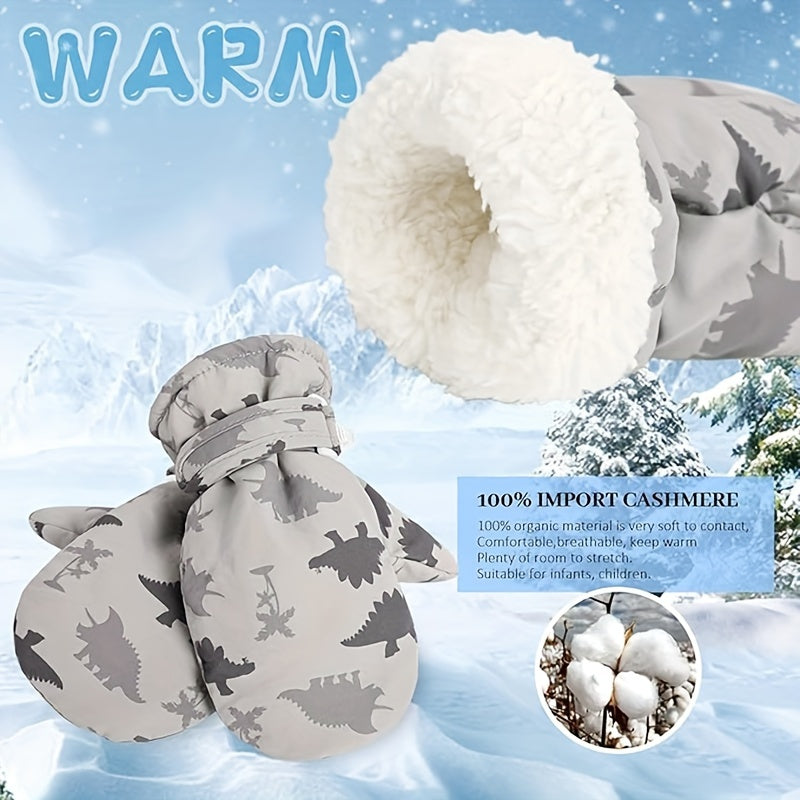 Rękawice Zimowe Dinozaury dla Dzieci - Na Ciepłe Przygody w Śniegu