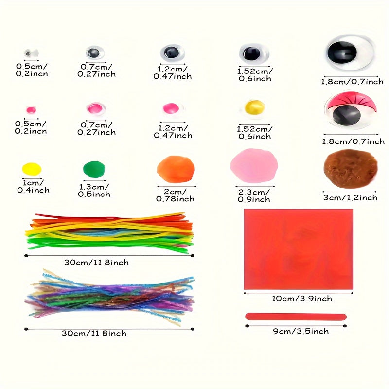 Kompletny zestaw kreatywny dla dzieci – Zestaw z naklejkami, patyczkami, piórami i innymi