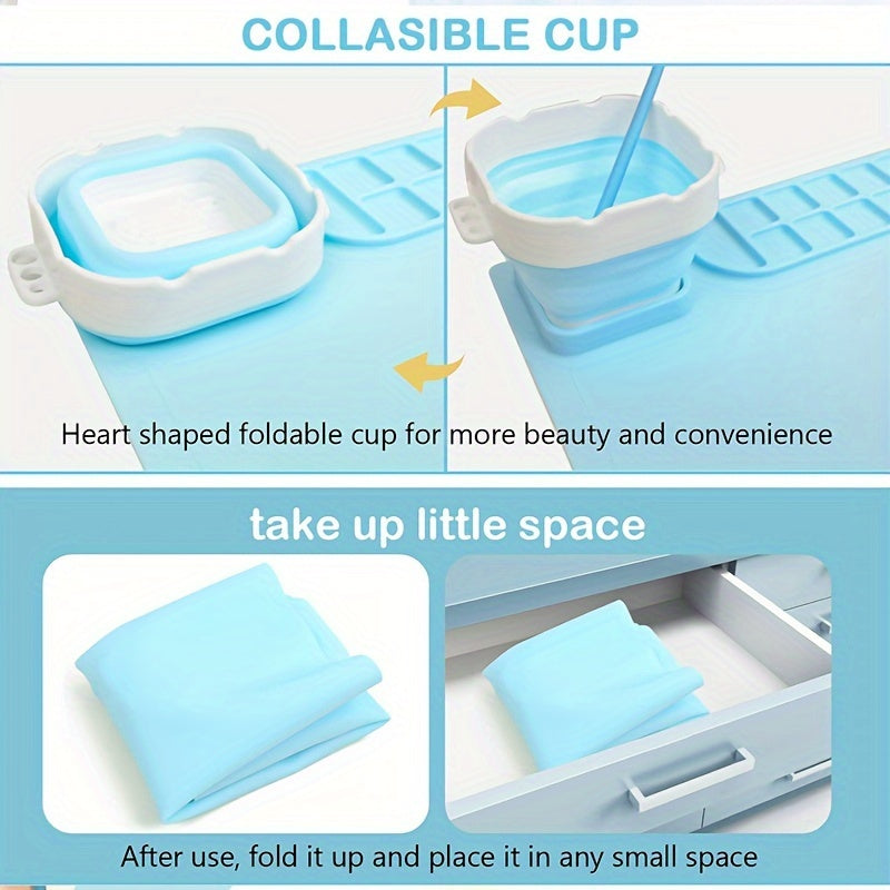 Mata malarska silikonowa z paletą i uchwytem na pędzle – Wytrzymała i elastyczna