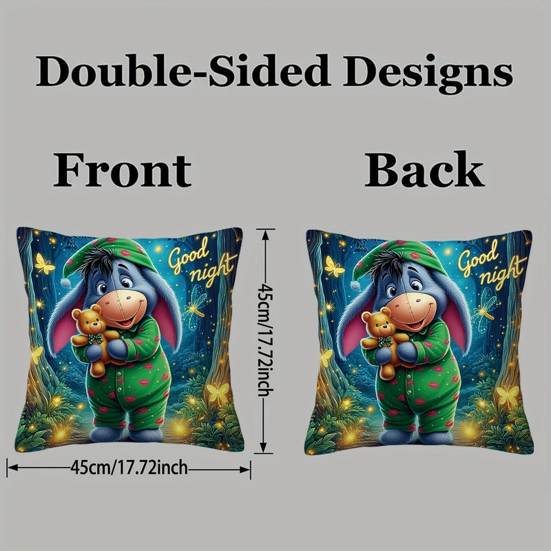 Față de pernă Eeyore - Model amuzant reversibil cu fermoar pentru living și dormitor