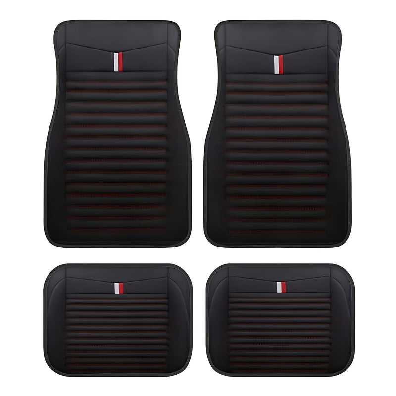Zestaw 4 Gestreepionych Dywaników Samochodowych – Antypoślizgowe i Odporne na Plamy na Wszystkie Pory Roku