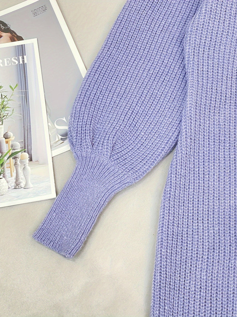 Elegancka Sukienka Sweterowa z Golfem – Struktura Rybich Łusek i Rękawy Lampionowe dla Stylowego Wyglądu