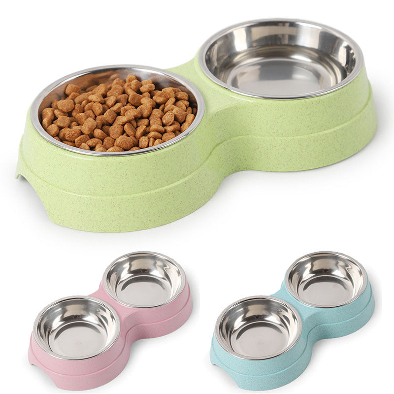 Double Stainless Steel Bowl for Pets – Ideal for Eating and Drinking