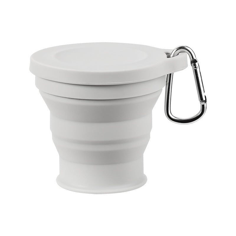 Składany kubek silikonowy z karabinkiem - Przenośny i trwały kubek do użytku na świeżym powietrzu i kemping