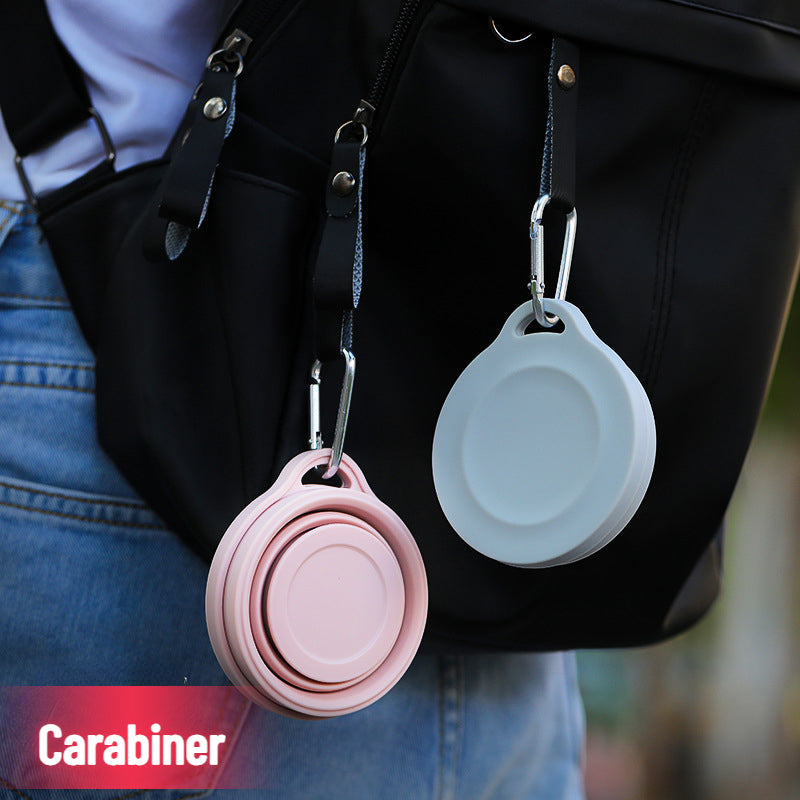 Składany kubek silikonowy z karabinkiem - Przenośny i trwały kubek do użytku na świeżym powietrzu i kemping