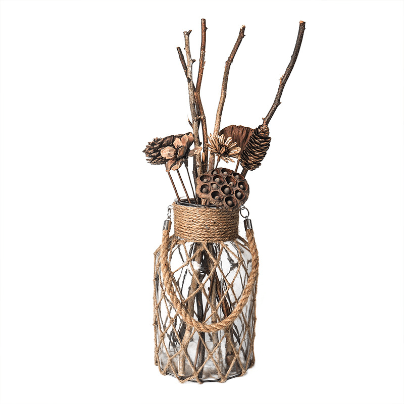Rustic Glass Vase with Jute Cord – Decorative and Timeless for Your Interior