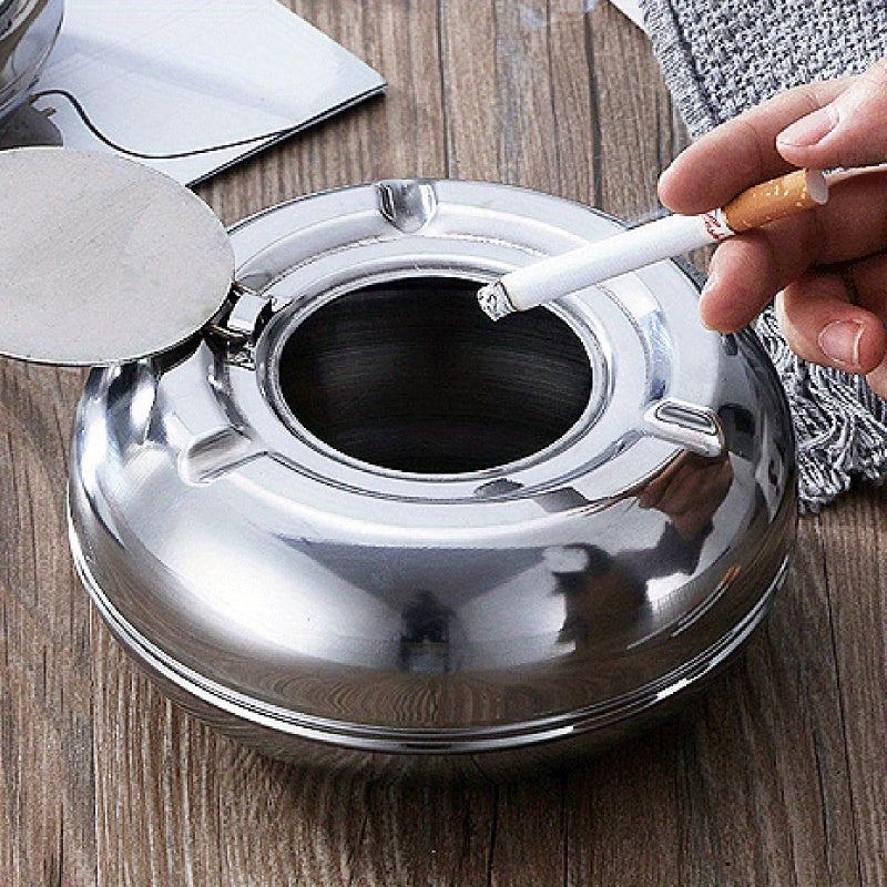 Stainless steel ashtray with lid – Windproof and stainless ashtray for indoor and outdoor use