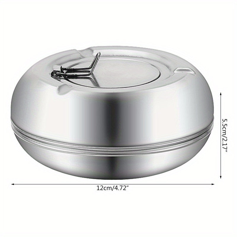 Stainless steel ashtray with lid – Windproof and stainless ashtray for indoor and outdoor use