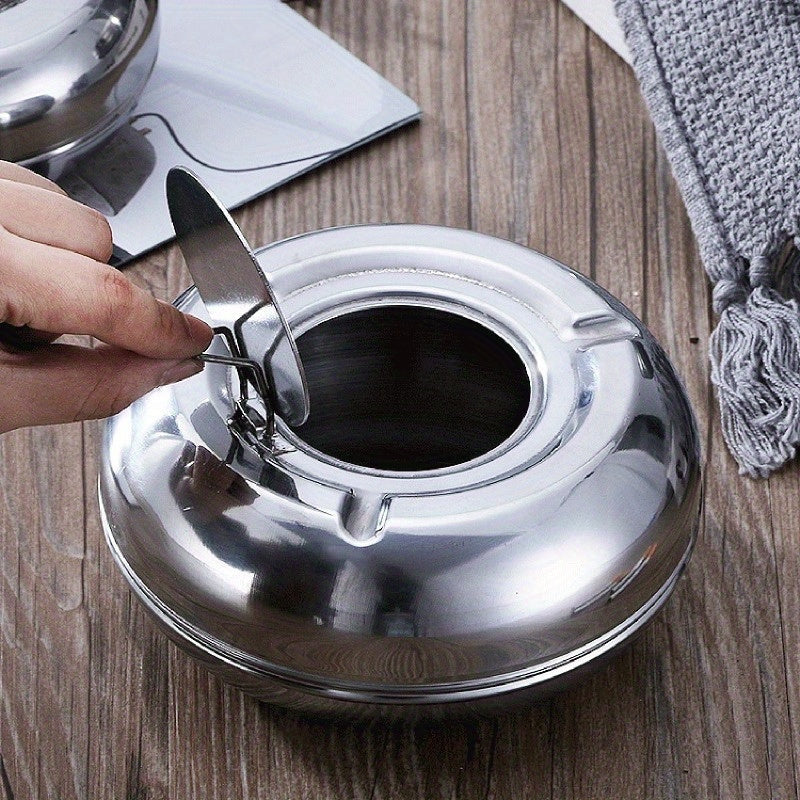 Stainless steel ashtray with lid – Windproof and stainless ashtray for indoor and outdoor use