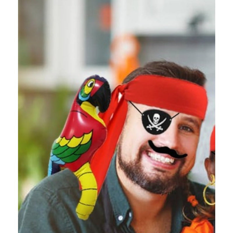Kompletny zestaw akcesoriów pirackich – Z papugą, piracką opaską na oko i mieczem do kostiumów