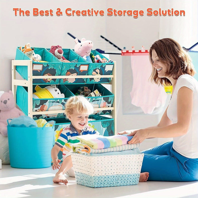 Organizer zabawek z 3 poziomami i pojemnikami – Idealny do pokoju dziecięcego i przechowywania zabawek