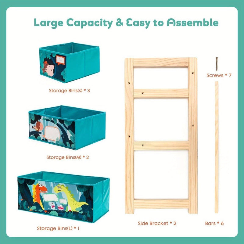 Organizer zabawek z 3 poziomami i pojemnikami – Idealny do pokoju dziecięcego i przechowywania zabawek