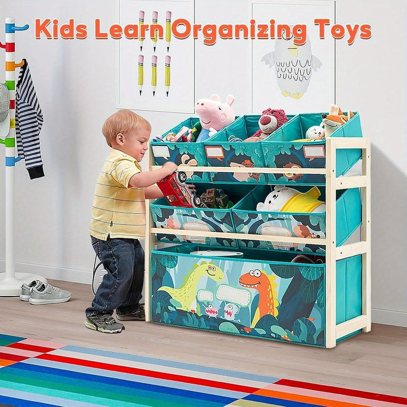 Organizer zabawek z 3 poziomami i pojemnikami – Idealny do pokoju dziecięcego i przechowywania zabawek