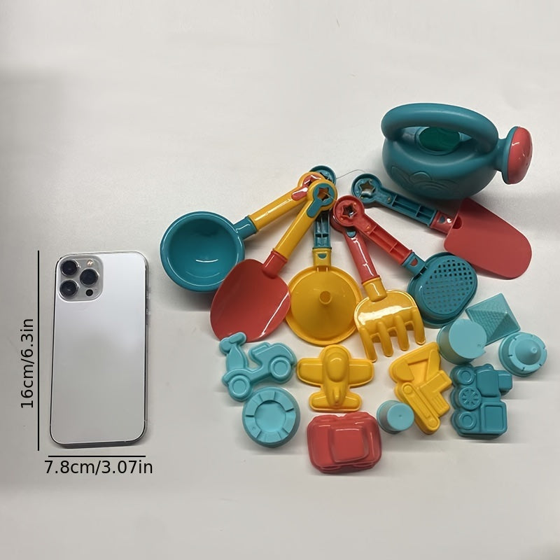 Zestaw Zabawek Plażowych i Śnieżnych 18-elementowy – W Komplecie z Wiadrem, Łopatką i Narzędziami do Kreatywnej Zabawy