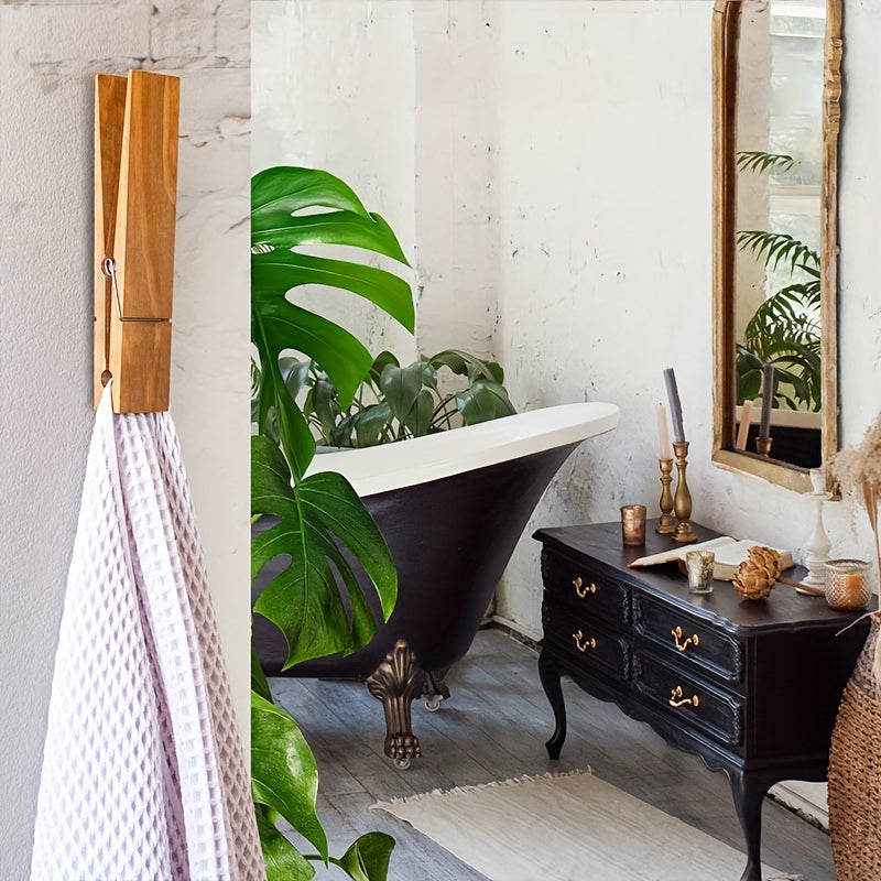 Drewniany Uchwyt na Ręczniki – Rozwiązanie Montowane na Ścianie do Łazienki lub Pralni