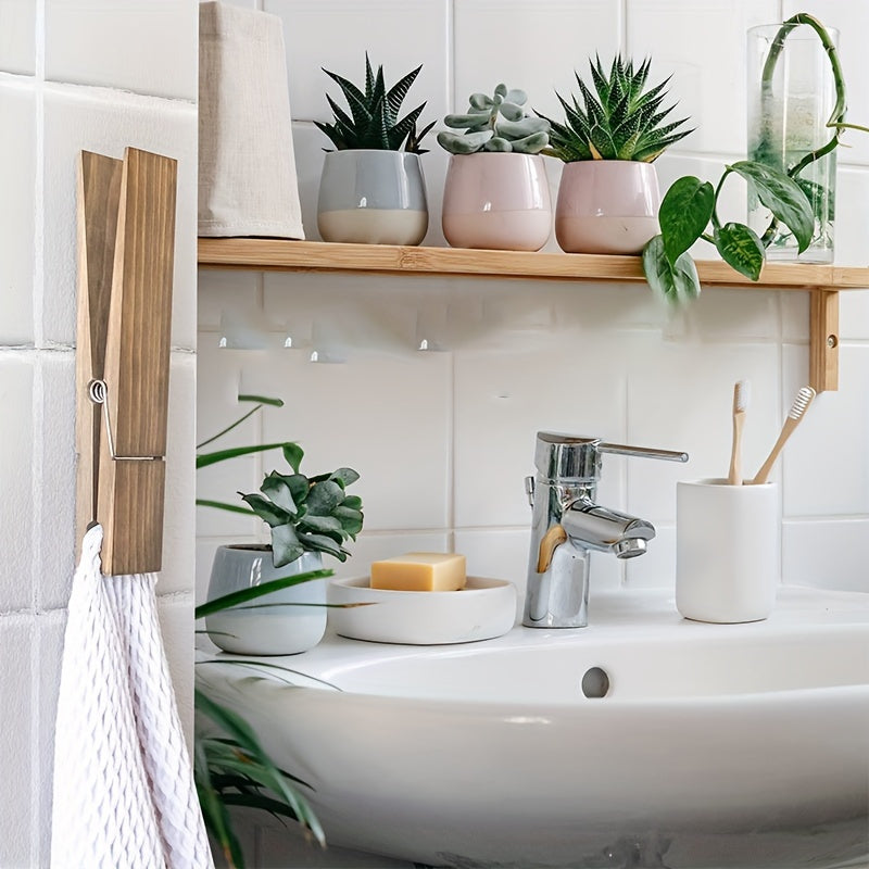 Drewniany Uchwyt na Ręczniki – Rozwiązanie Montowane na Ścianie do Łazienki lub Pralni