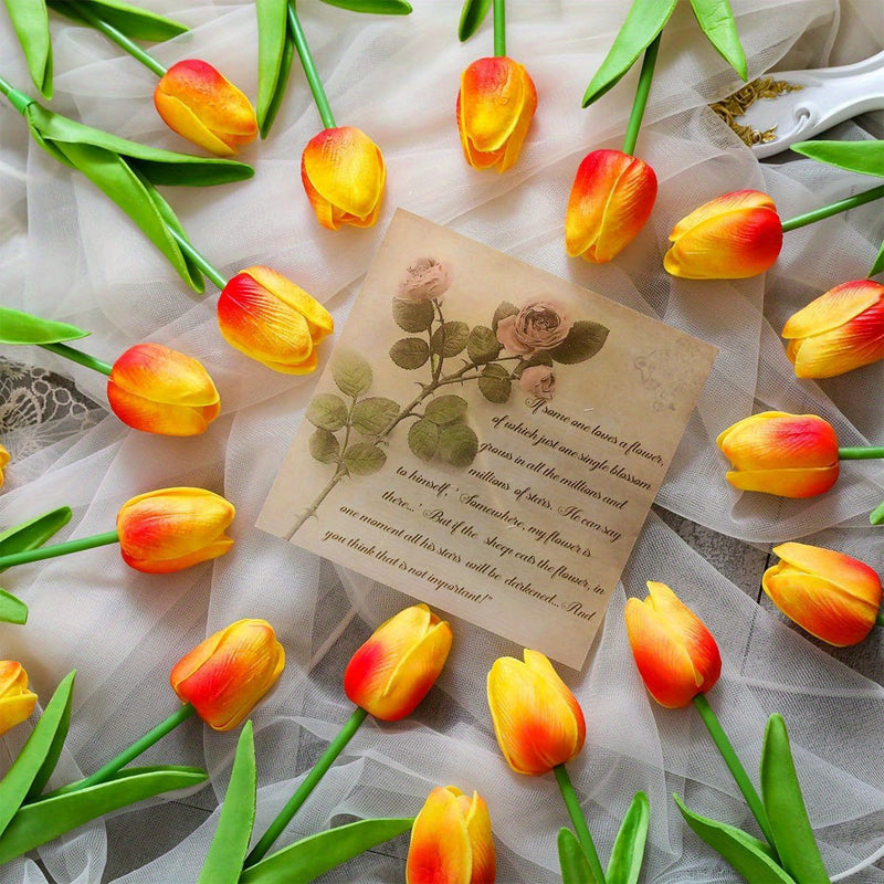 Set of 15 Realistic Tulip Flowers – Ideal for Weddings and Seasonal Decorations