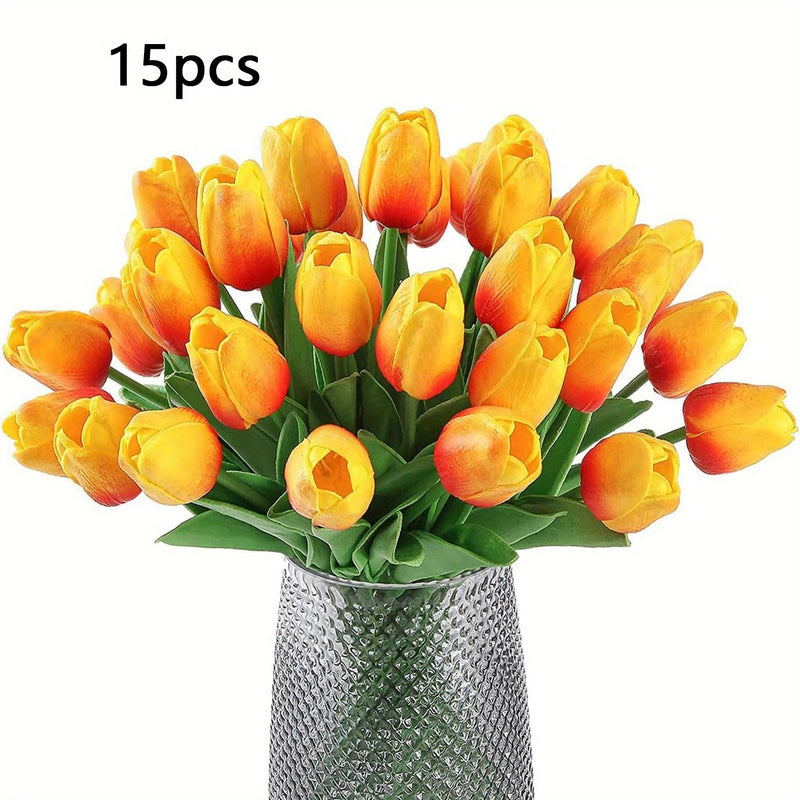 Set of 15 Realistic Tulip Flowers – Ideal for Weddings and Seasonal Decorations