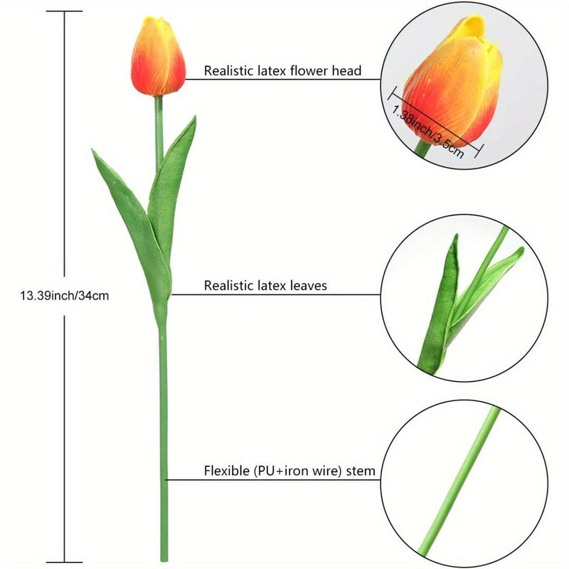 Set of 15 Realistic Tulip Flowers – Ideal for Weddings and Seasonal Decorations