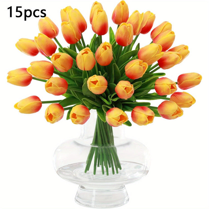 Set of 15 Realistic Tulip Flowers – Ideal for Weddings and Seasonal Decorations