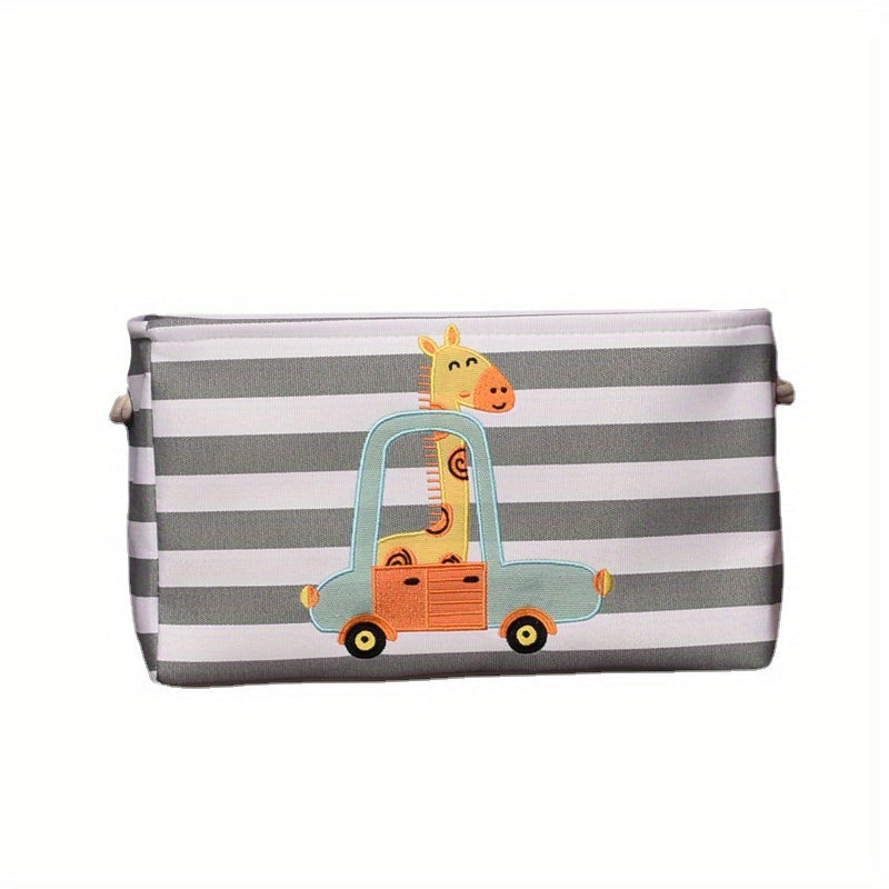 Toy and Clothes Basket – Design with Cartoon Lion and Giraffe