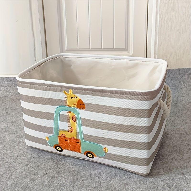 Toy and Clothes Basket – Design with Cartoon Lion and Giraffe
